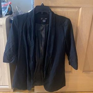 Aqua black blazer with ruffled sleeves